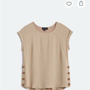 Women's Beige Top with Button Accents